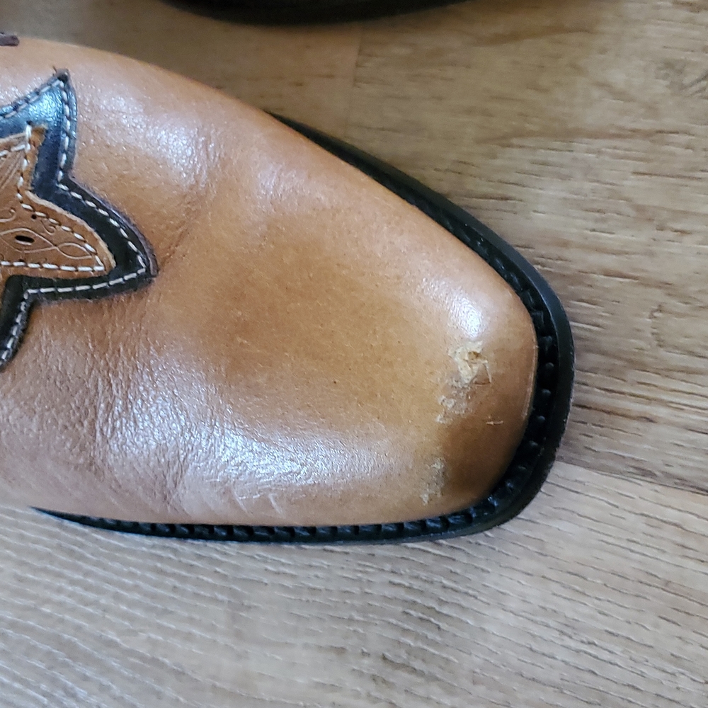 Sonora Western Genuine Leather Vera Cusio Tooled Slip On Mule Clog 7.5 Boho Tan - Picture 4 of 9